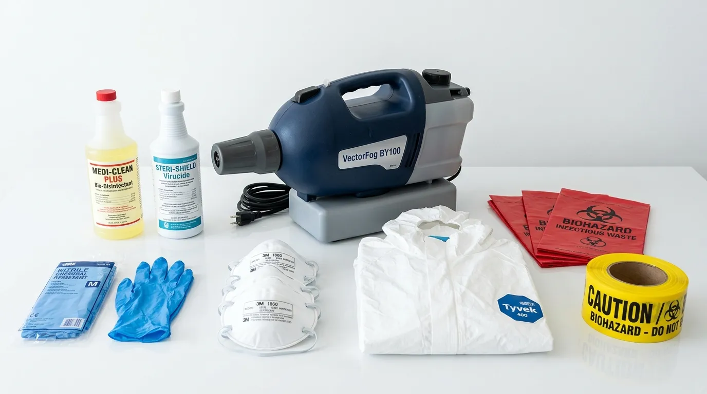 Professional biohazard remediation crew working in Marina