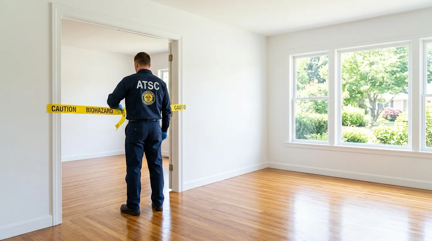 Certified biohazard cleanup crew performing Decomposition Cleanup in Marina